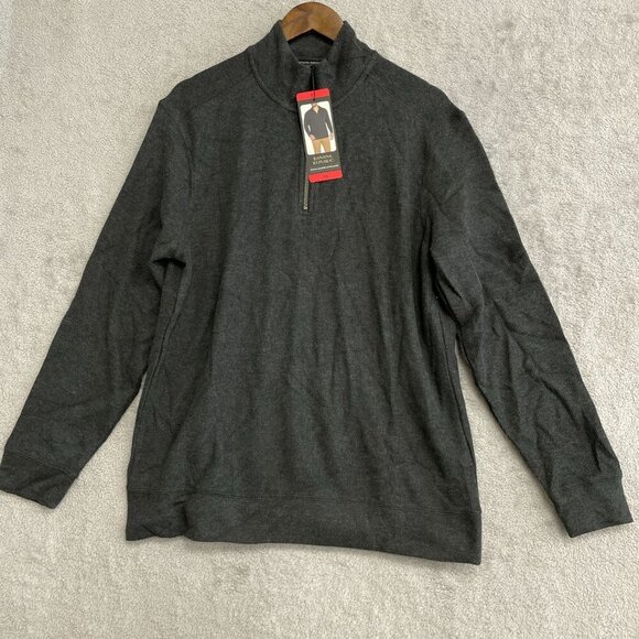 NEW Banana Republic Men's M Waffle Quarter Zip Pullover Cotton/Polyester Gray - Picture 2 of 9